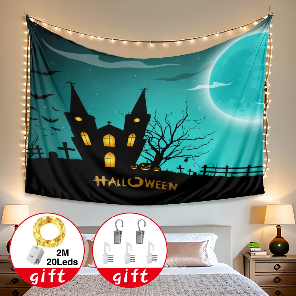 Halloween Tapestry, Horror Cemetery Tapestry, for Bedroom Living Room Dorm Home Decor,#160