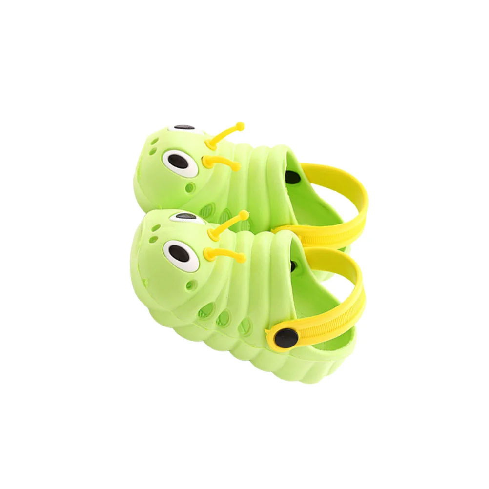 1 Pair Caterpillar Beach Non-slip Shoes Cartoon Summer Sandals Cool Slipper for Boys Girls (Green Size 25 Length 15cm)