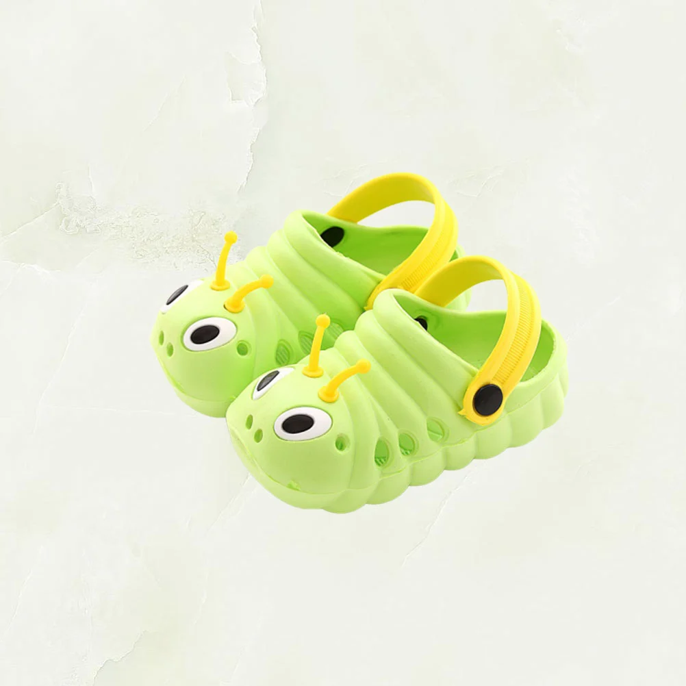 1 Pair Caterpillar Beach Non-slip Shoes Cartoon Summer Sandals Cool Slipper for Boys Girls (Green Size 25 Length 15cm)