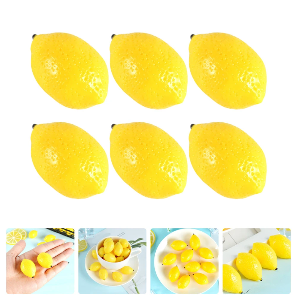 6pcs Mini Simulated Lemon Fake Lemon Miniature Fruit Shape Lemon Decorations