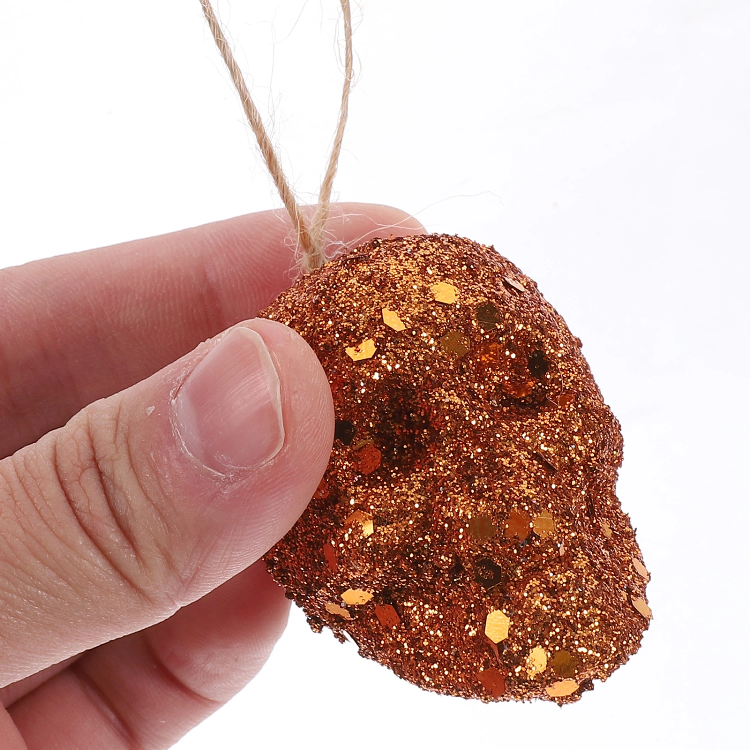 16pcs Halloween Skull Ornament Halloween Glitter Skull Decoration Tree Ornament Shiny Skull Ornament
