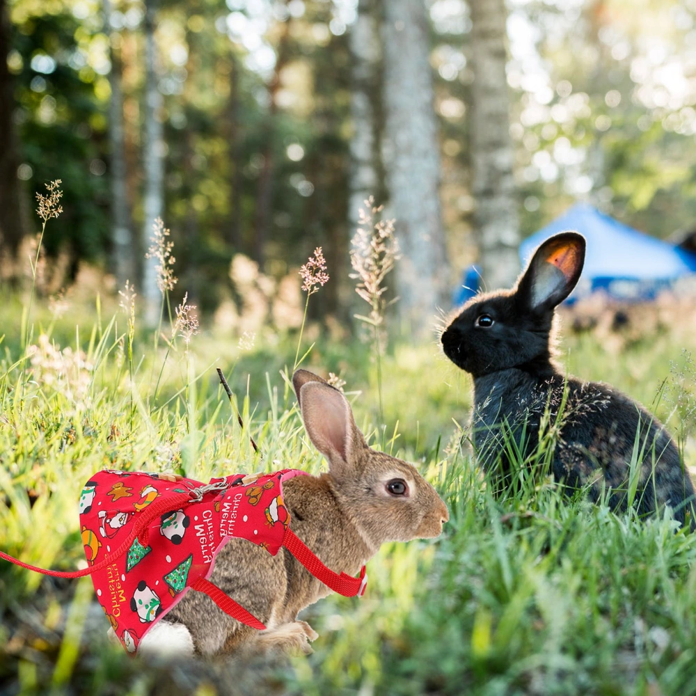 2 Set of Lovely Rabbit Harness Pulling Strap Pet Vest Xmas Pattern Bunny Vest