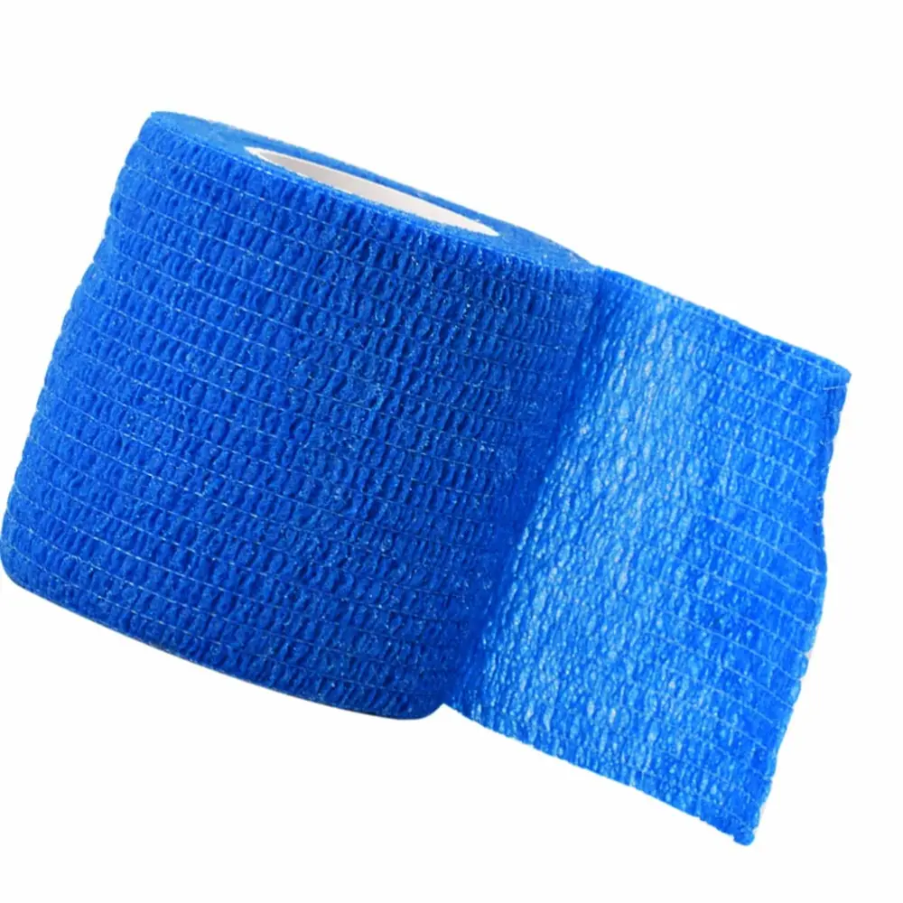 5pcs 5x5cm Non-woven Bandages Self Adherent Wrap Tape Stretch Athletic Strong Elastic First Aid Tape (Blue)