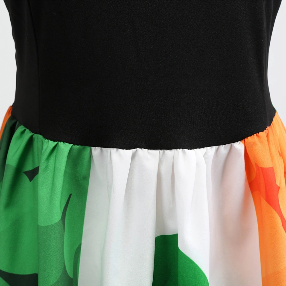 1Pc Fashion and Elegent Dress with Round Neck and Contrasting Colors for st. Patrick's Day Size XL