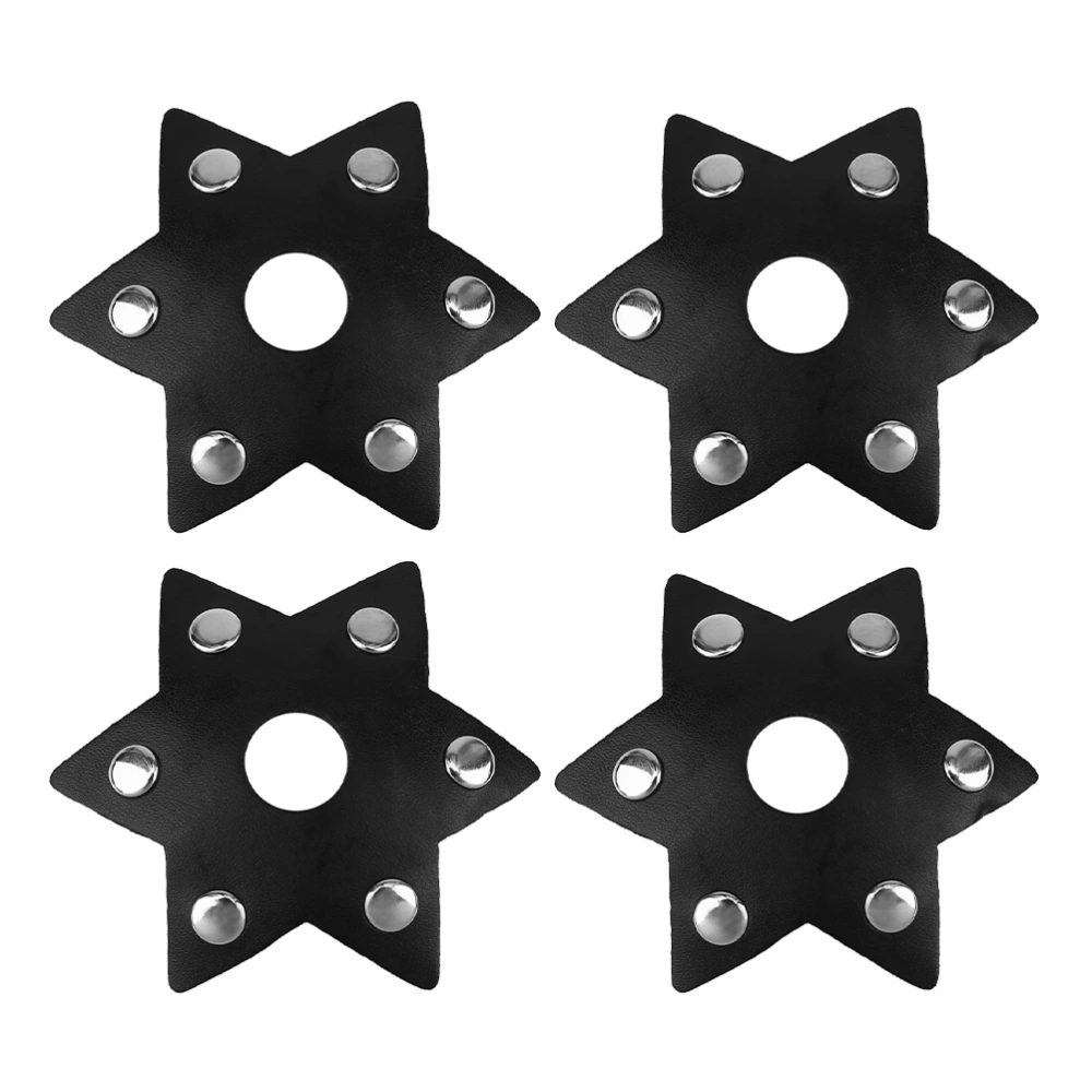 2 Pairs PU Leather Nipples Cover Hexangular Star Stickers Breast Pasties (Black)