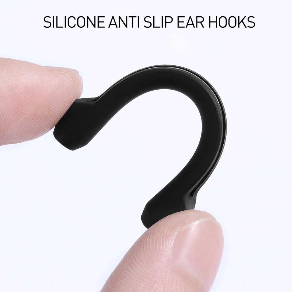 ULTNICE 5 Pairs Comfortable Silicone Anti Ear Hooks for Eyeglass Sunglasses (Black)