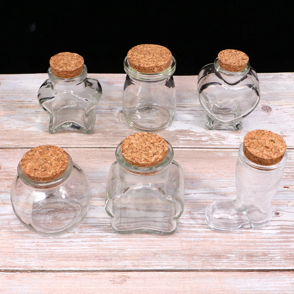 6PCS Clear Glass Bottle with Cork Creative Wishing Bottle Multi-purpose DIY Drift Bottle Empty DIY Wishing Jars for Home Party Festival Random Style