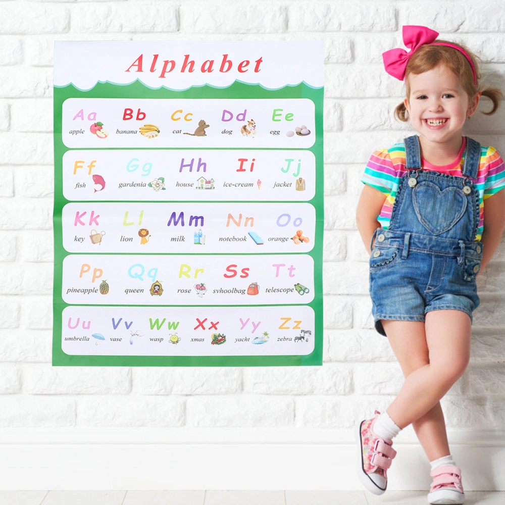 Self-adhesive Alphabet Chart Kids Early Education Wall Map English Learning Poster for Home Nursery (30x40cm)