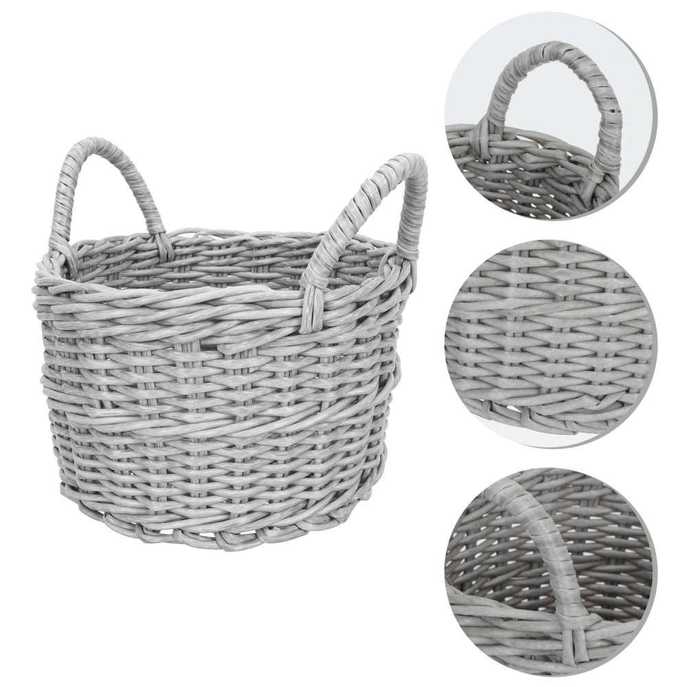 Kitchen Basket Woven Flower Basket Desktop Sundries Container Picnic Basket