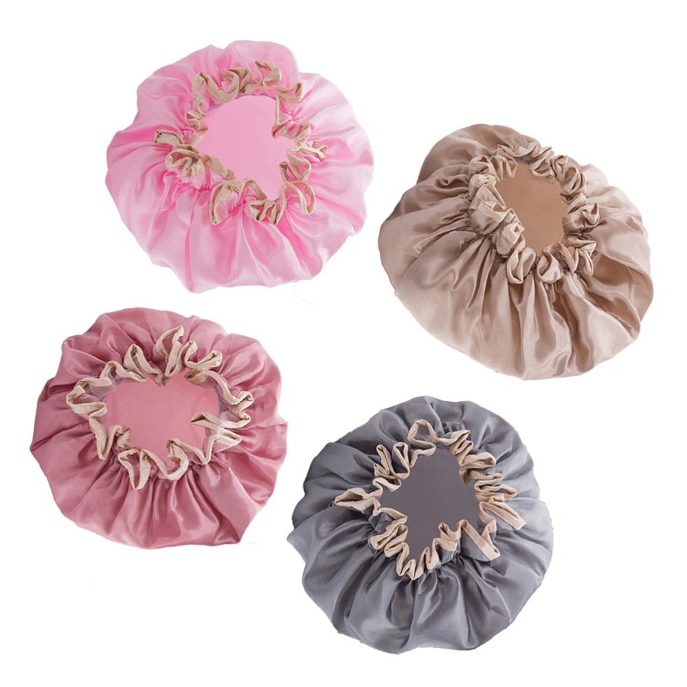 4PCS Bath Caps Double-layer Bathing Waterproof Shower Caps Hair Protective Caps