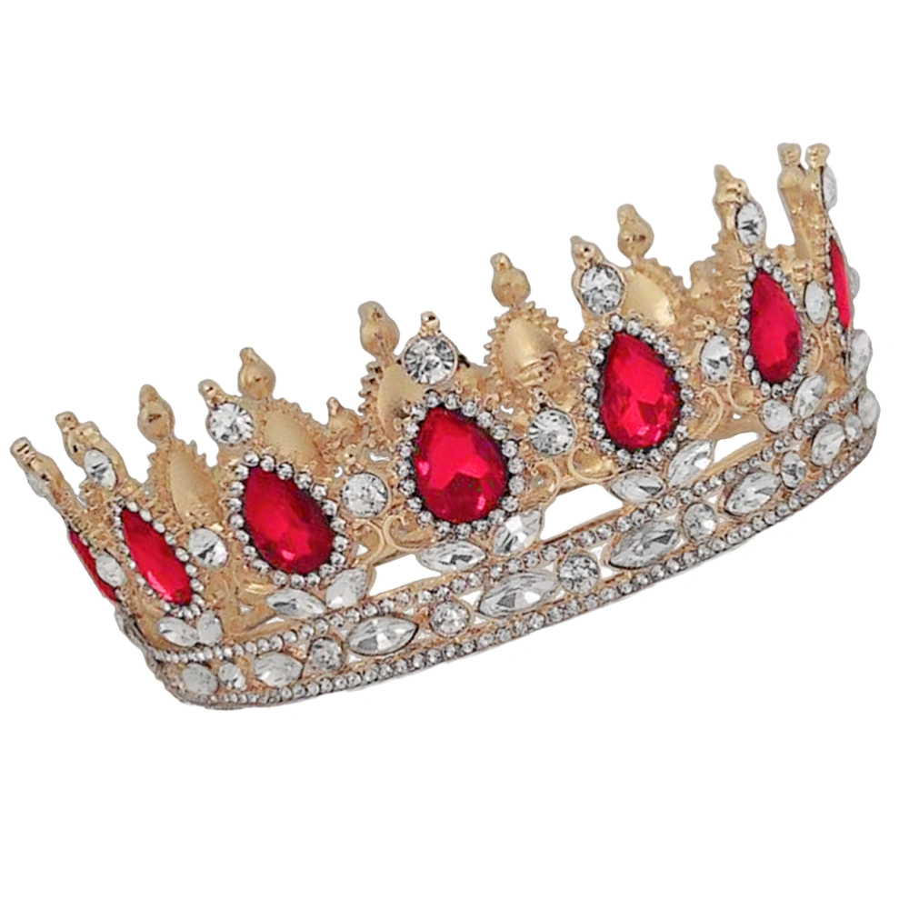 Classic Bride Crown Wedding Headdress Pretty Headwear Wedding Dress Accessories Party Hair Ornament for Women Female (Golden and Red)