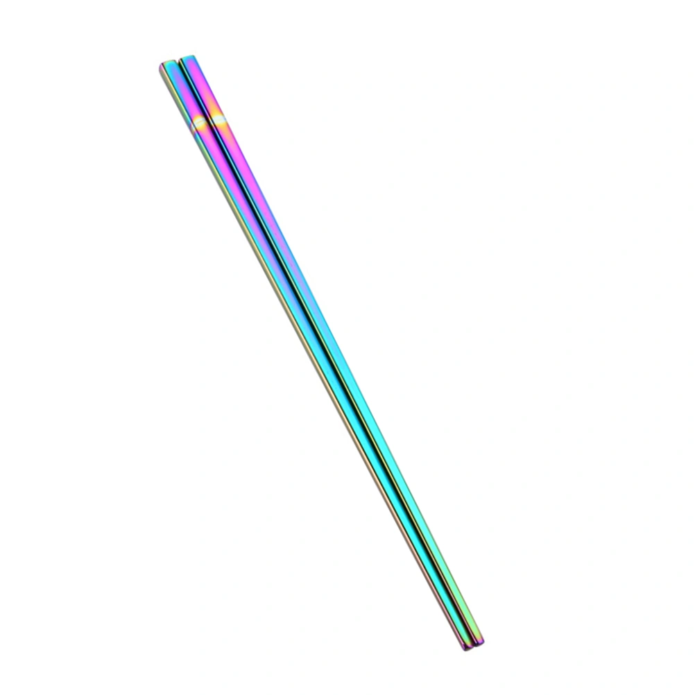 A Pair of Stainless Steel Chopsticks Electroplating Square Chopsticks Reusable Metal Chopsticks (23cm, Color)