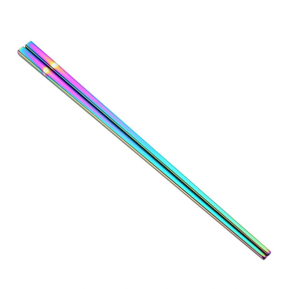 A Pair of Stainless Steel Chopsticks Electroplating Square Chopsticks Reusable Metal Chopsticks (23cm, Color)