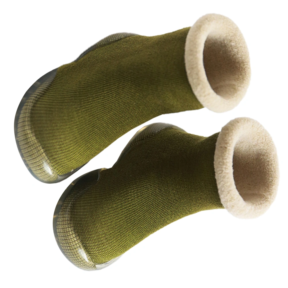 Cotton Baby Slipper Sock Skid Resistance Baby Slipper Sock Warm Baby Footgear Winter Baby Prewalker (Green Size 28/29)