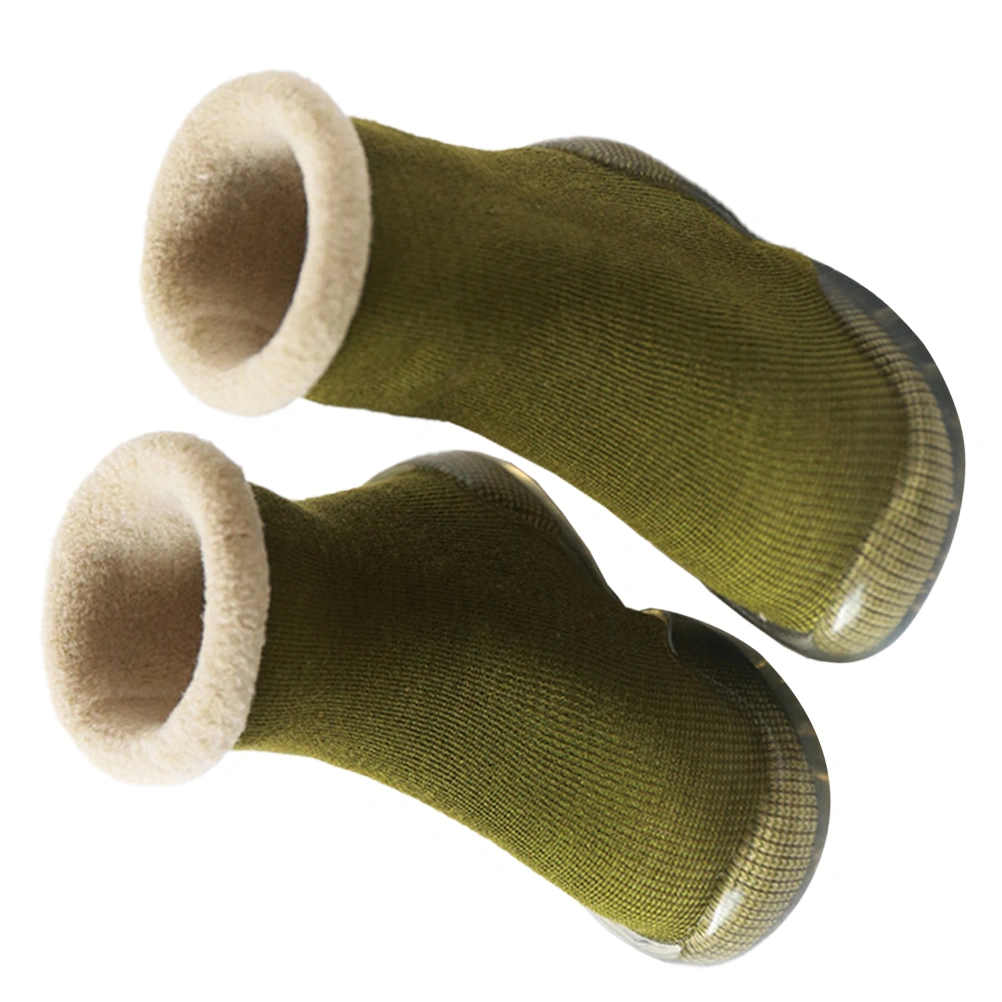 Cotton Baby Slipper Sock Skid Resistance Baby Slipper Sock Warm Baby Footgear Winter Baby Prewalker (Green Size 28/29)