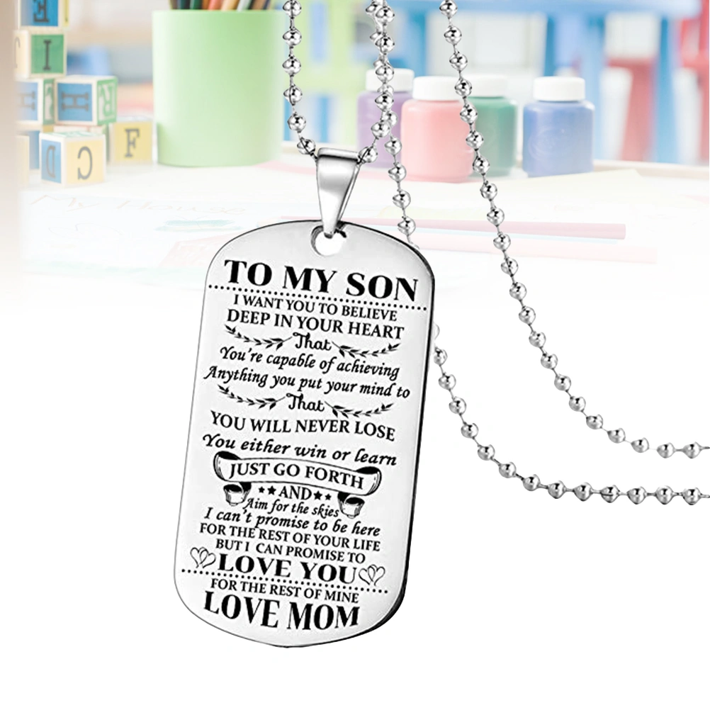 To My Son Tag Stainless Steel Pendant Letters Boys Necklace Military Chain Air Force Pendant Necklace (Pattern 1)