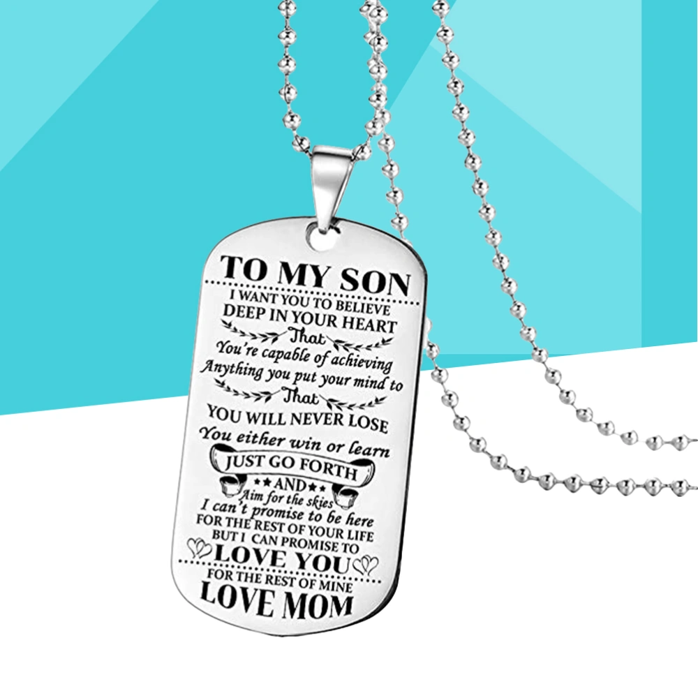 To My Son Tag Stainless Steel Pendant Letters Boys Necklace Military Chain Air Force Pendant Necklace (Pattern 1)