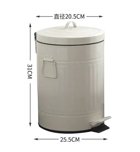 Trash Can Bathroom Waste Container Metal Garbage Can Trash Bin with Foot Pedal and Lid for Office Hotel(5L)