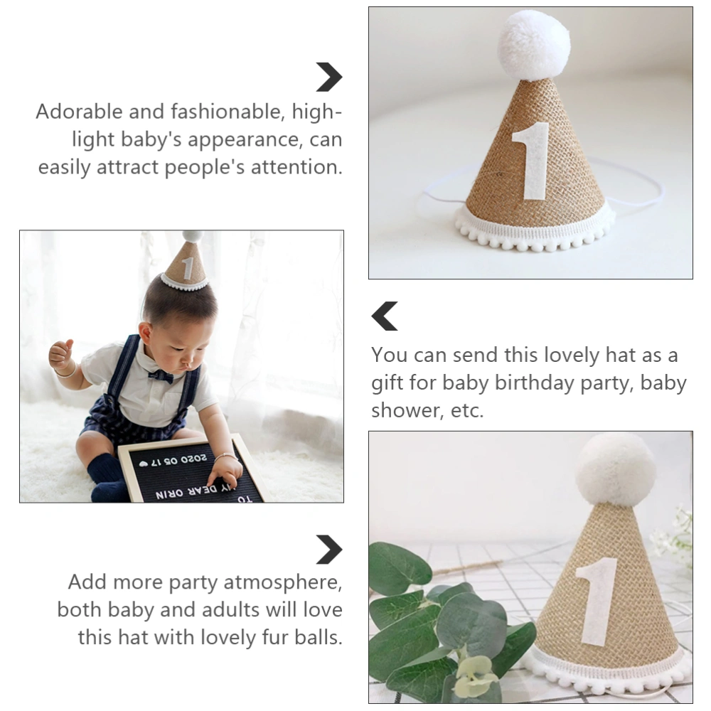 1 Pc Birthday Party Hat Linen Birthday Headwear Kids Birthday Decorative Hats