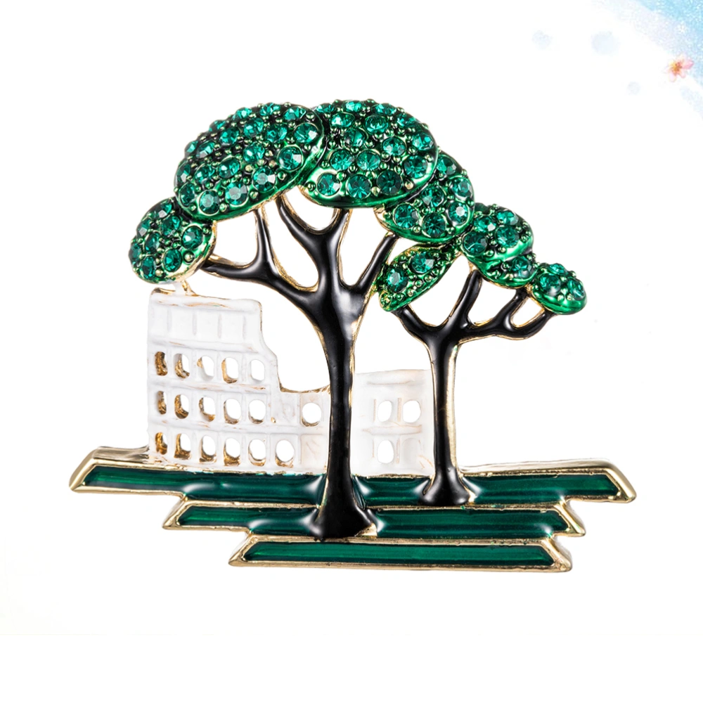 Novelty Buildings and Trees Patterned Brooch Alloy Brooch Pin for Scarf Banquet Decoration Jewelry Gift