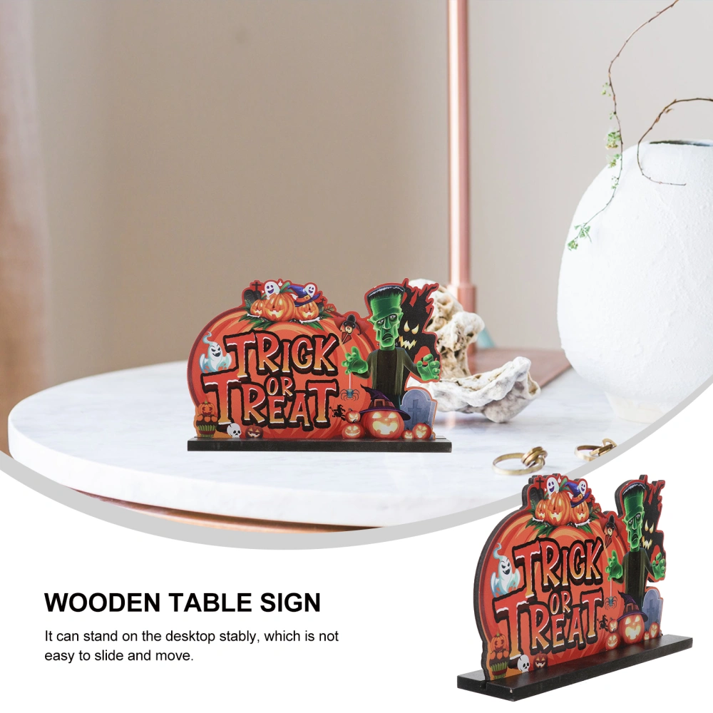 1Pc Halloween Table Decoration Wooden Table Sign Treat or Trick Decoration