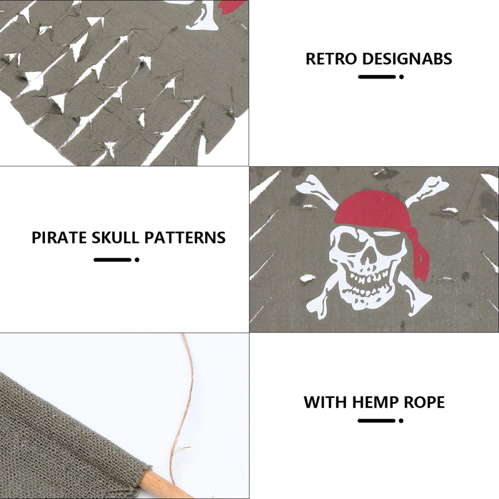 1 Pc Halloween Pirate Linen Hanging Flag Decorative Halloween Banner (Grey)