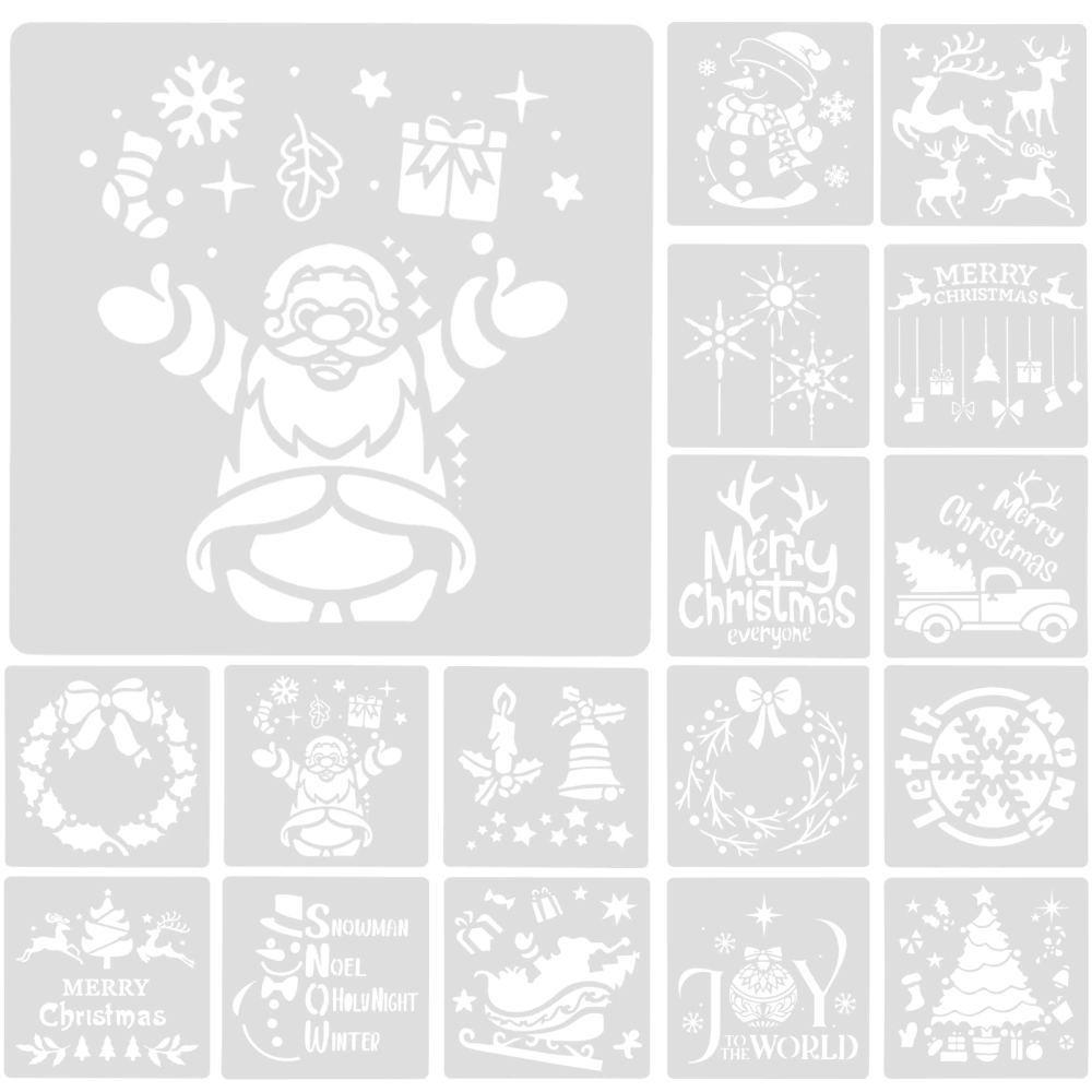 16 Sheets of Reusable Stencils Printing Stencils Spray Stencils Christmas Painting Templates