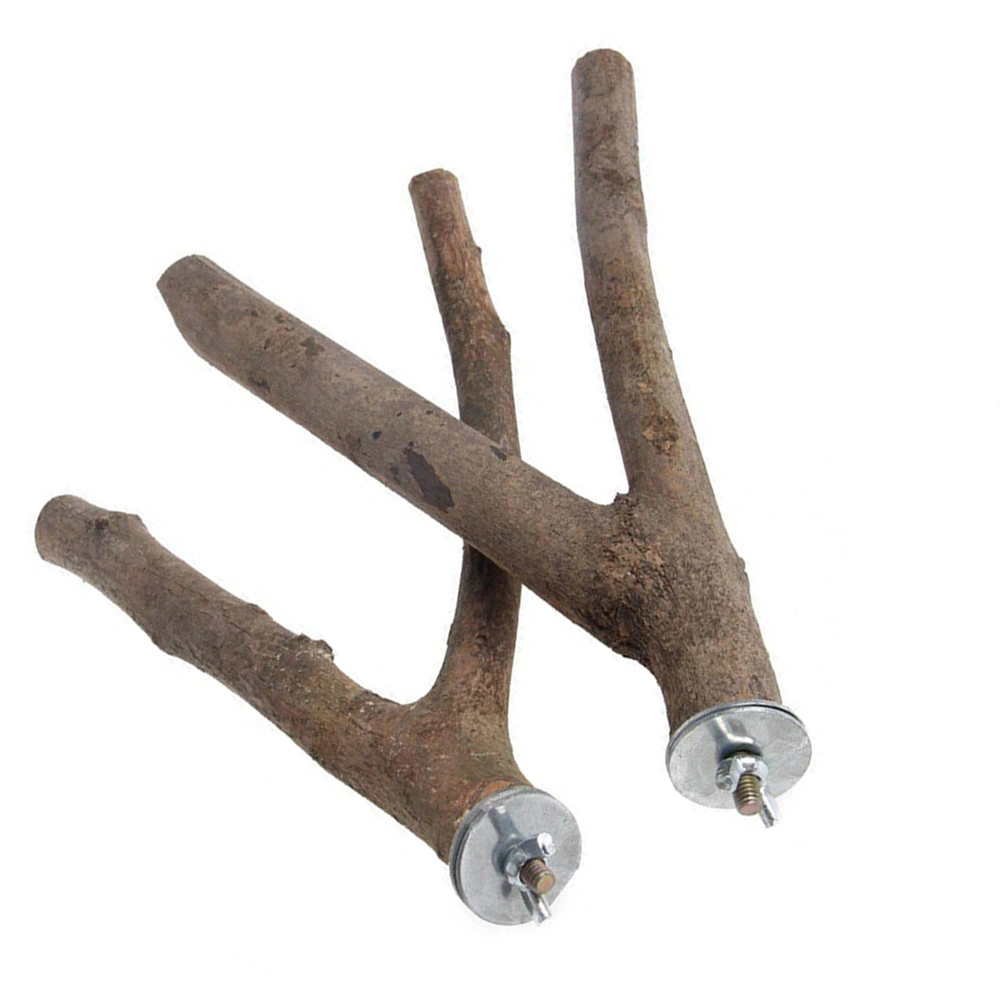2pcs Bird Parrot Natural Wood Fork Stand Perch Birdcage Stands Pet Bird Toys (15cm)