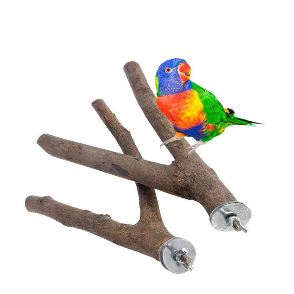 2pcs Bird Parrot Natural Wood Fork Stand Perch Birdcage Stands Pet Bird Toys (15cm)