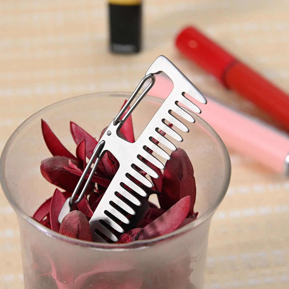 1Pc Outdoor Titanium Alloy Comb Multi-function Anti-static Comb Unique Keychain
