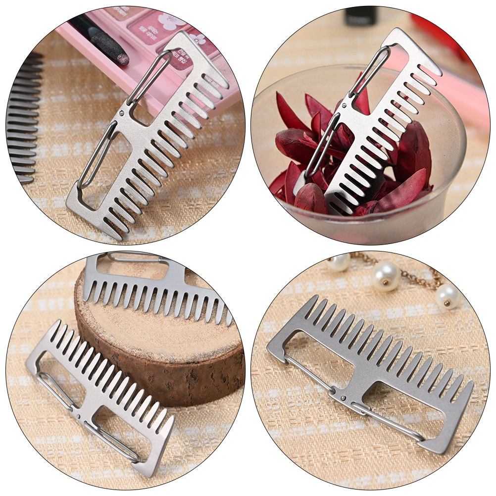 1Pc Outdoor Titanium Alloy Comb Multi-function Anti-static Comb Unique Keychain