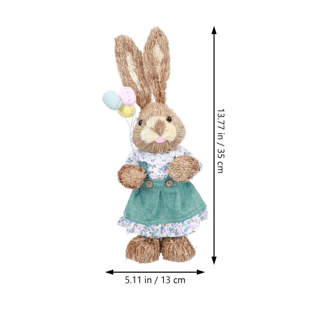 1Pc Straw Handwoven Bunny Adornment Easter Garden Straw Rabbit Decoration