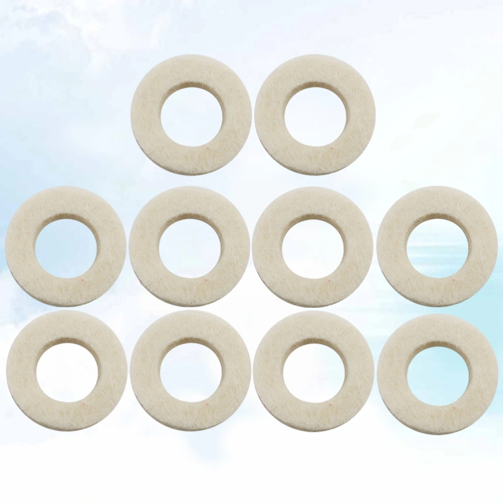 10pcs Trumpet Felt Washers Cushion Pad Trumpets Musical Instrument Accessory (White)