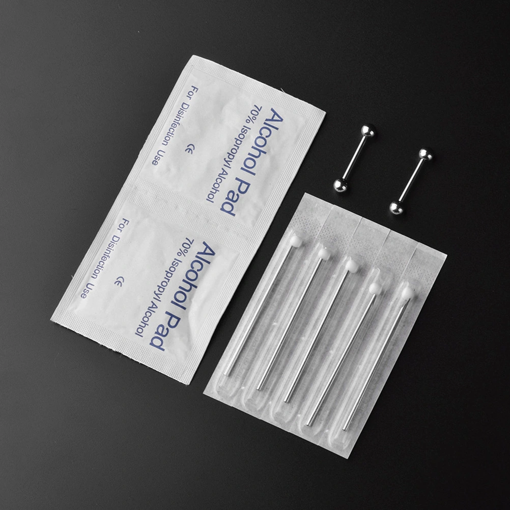 1 Set of Piercing Tools Disposable Body Piercing Needles Labret Alcohol Pad Gloves Scissor Set