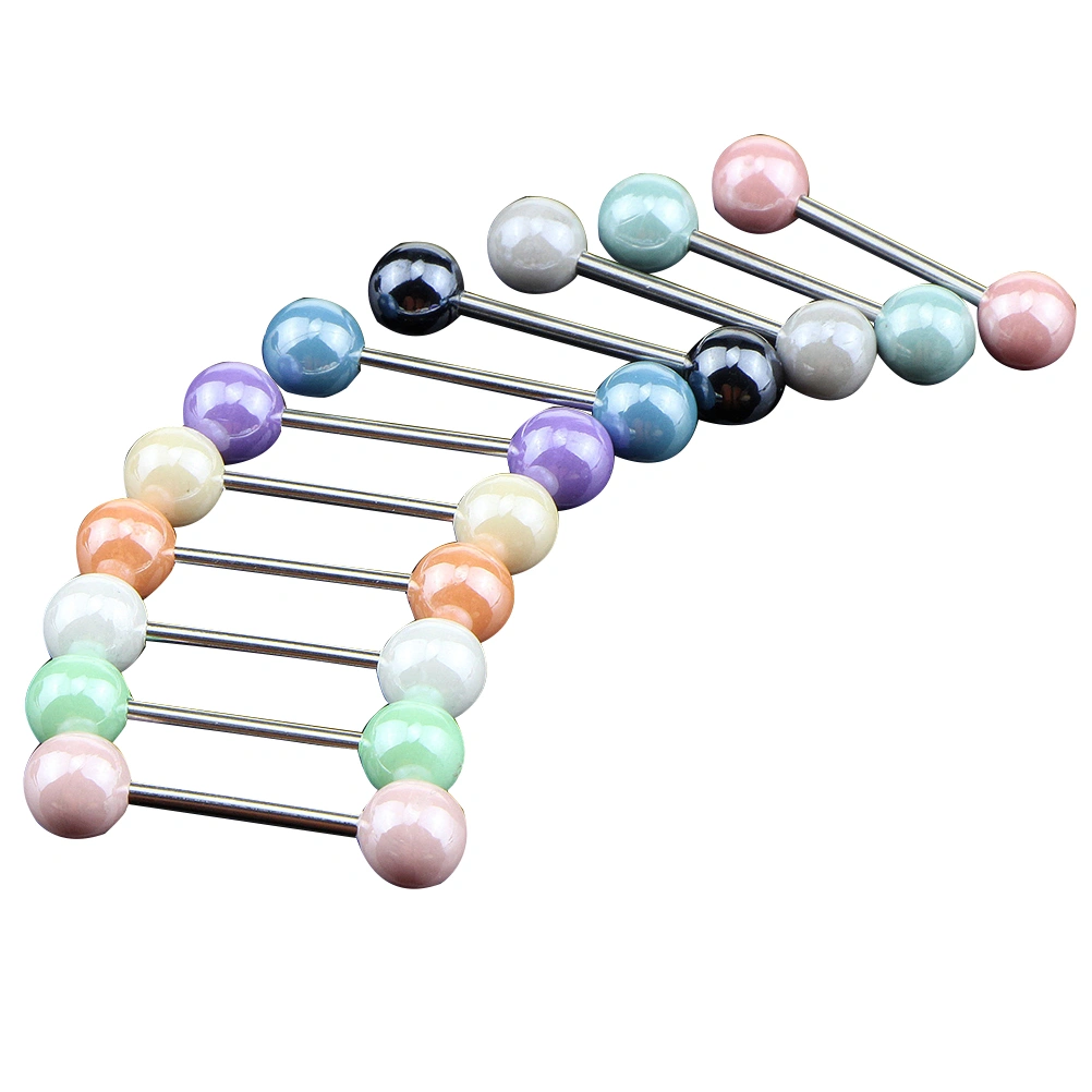 11pcs Acrylic Tongue Rings Stud Bars Hypoallergenic Surgical Steel Tongue Body Piercing Jewelry Set(Random Color)