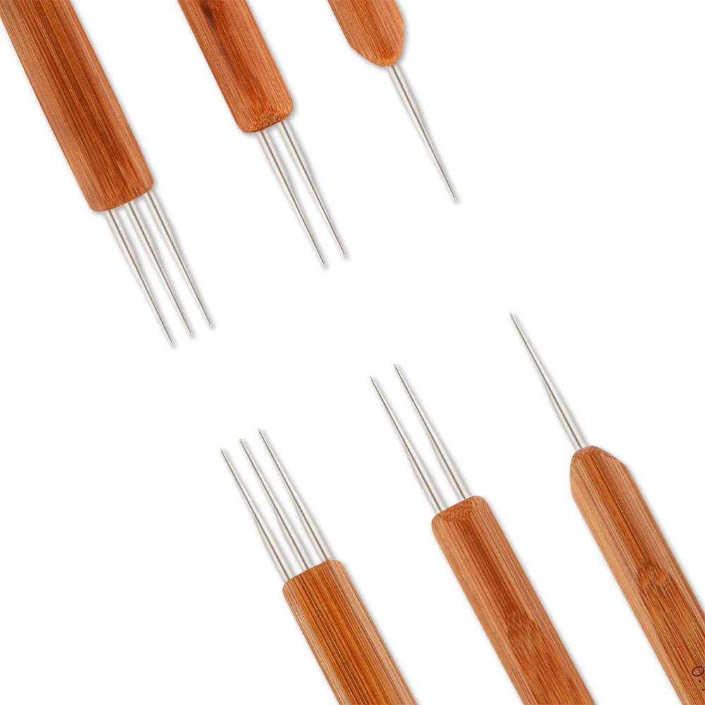 6 Pcs/1 Set 0.5mm Dreadlocks Knitting Needles Set Single-ended Crochet Knitting Tools Crochet Needles with Hairpins