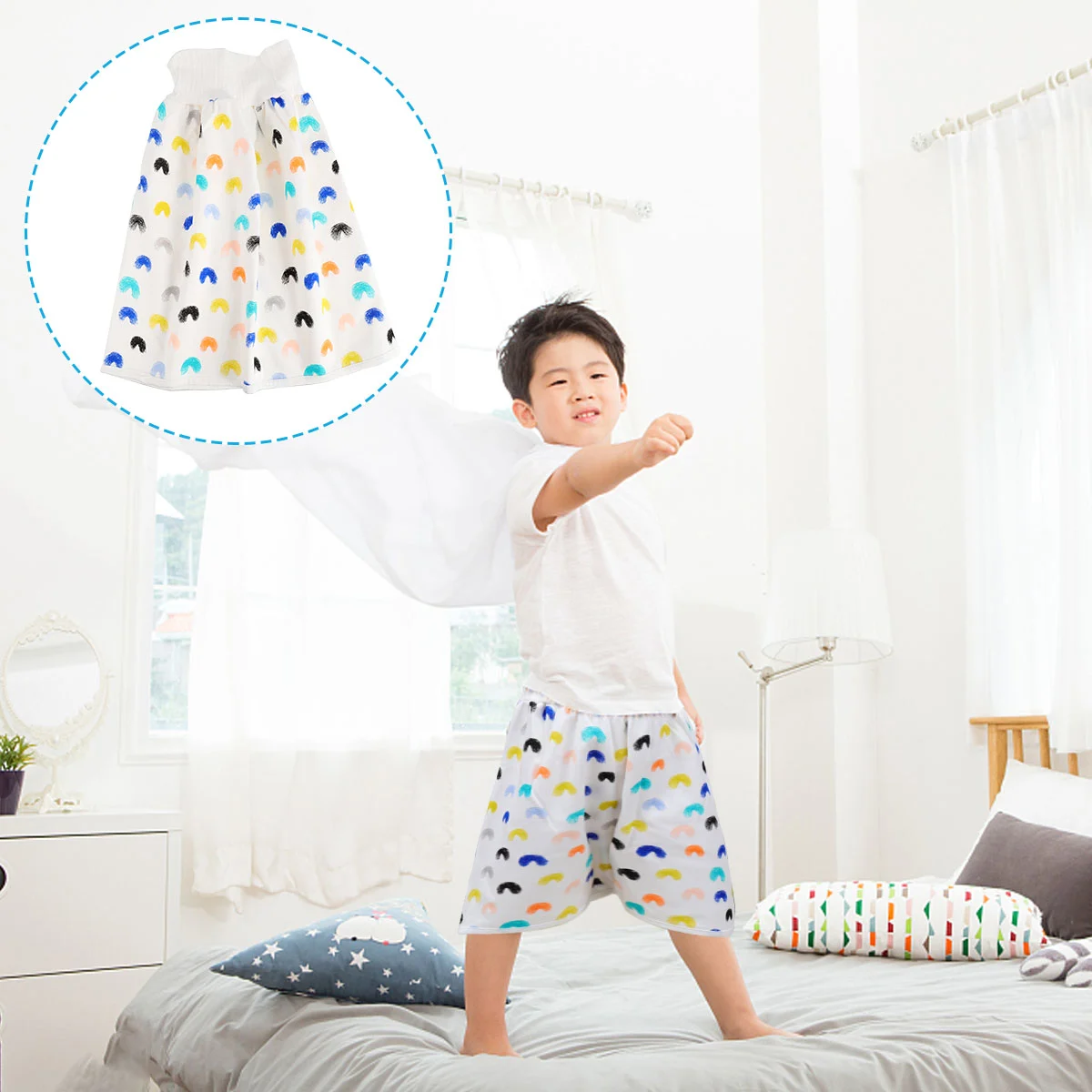 1 Pc High-waist Skirt Comfortable Folding Diaper Skirt (M, Colorful)