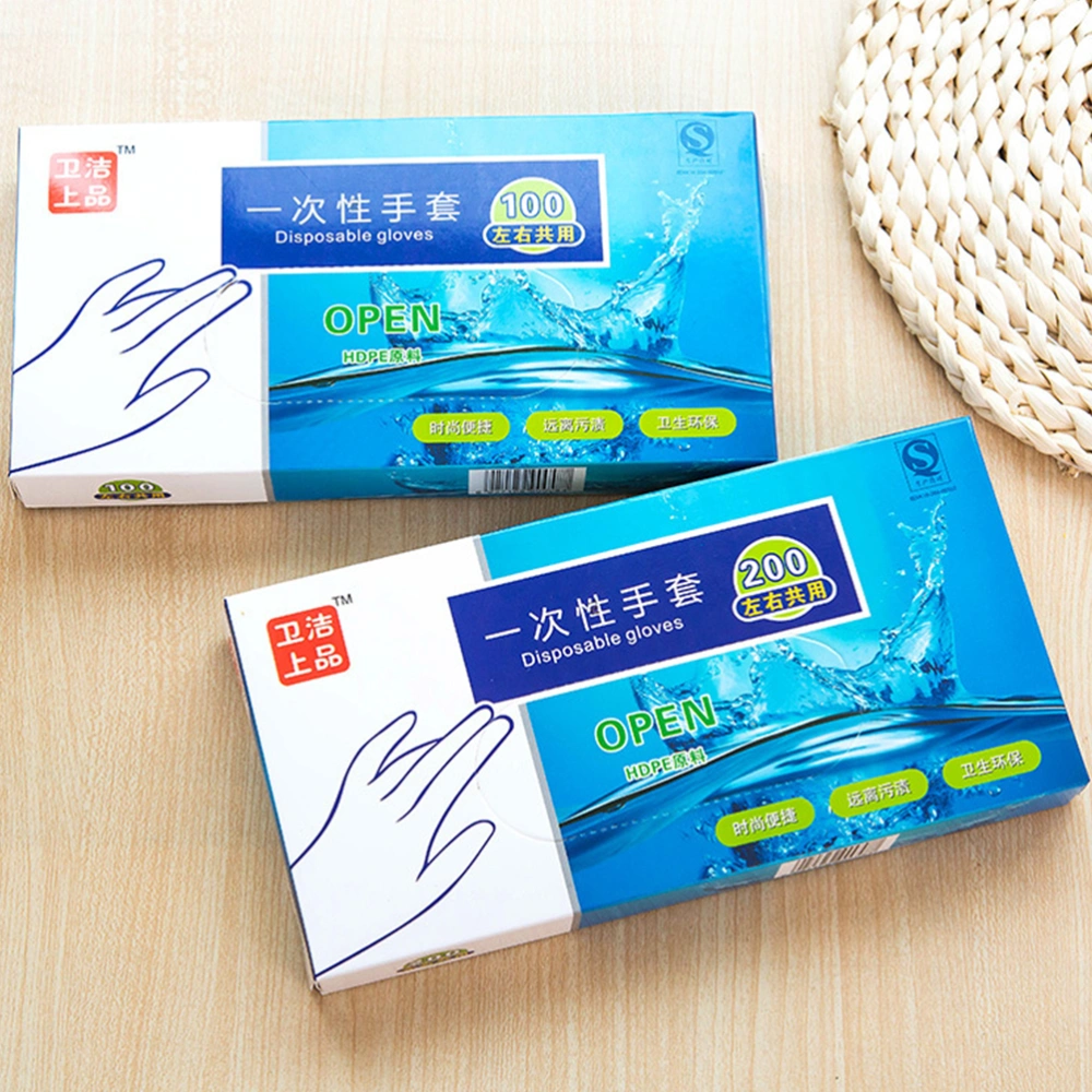 2 Boxes Transparent Plastic Disposable Gloves Kitchen Hand Protective Gloves PE Film Baking Gloves (200pcs/Box)