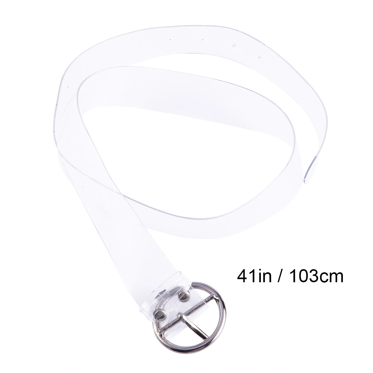 Women Belt Stylish Full Transparent Belt Round Shape Buckle Women's Belt Jeans Student Accessories (Silver)