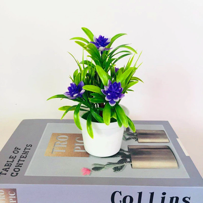 4pcs Artificial Potted Plant Plastic Potted Plants Models Artificial Bonsai Plants Decorations for Table