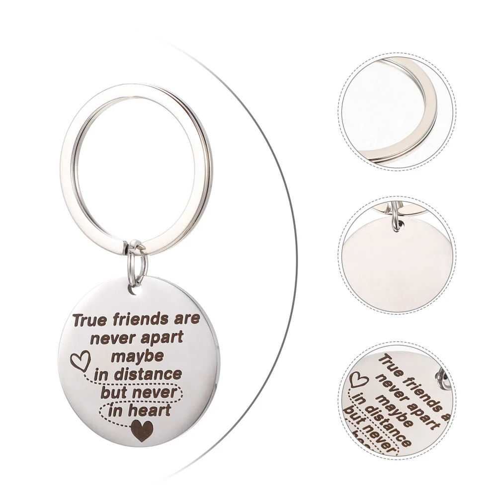 2pcs Stainless Steel Lettering Friends Girlfriends Keychains Key Pendants Gifts