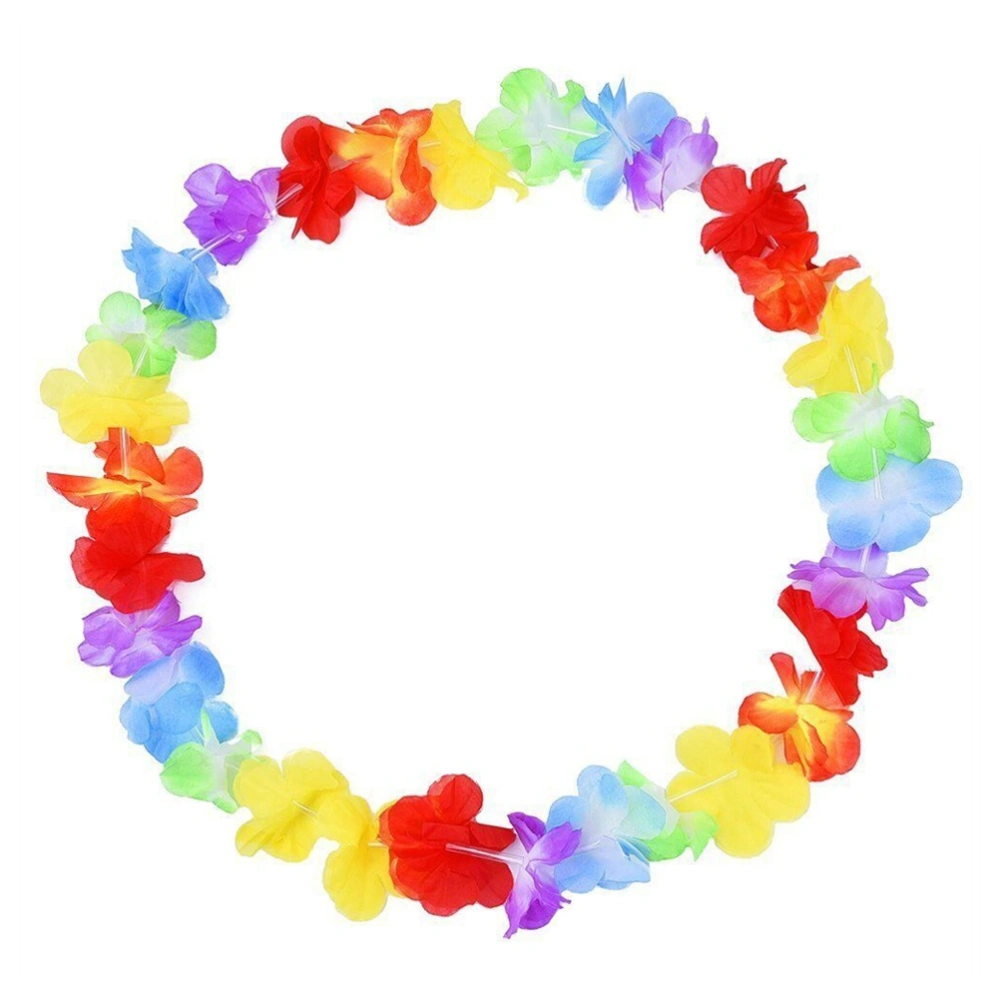 10pcs Colorful Hawaiian Leis Necklace Flower Garland Tropical Luau Party Favors Beach Hula Costume Accessory