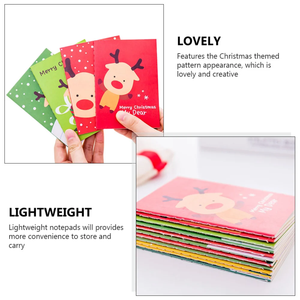 24Pcs Christmas Pocket Notepads Lovely Cartoon Pattern Notepads (Assorted Color)