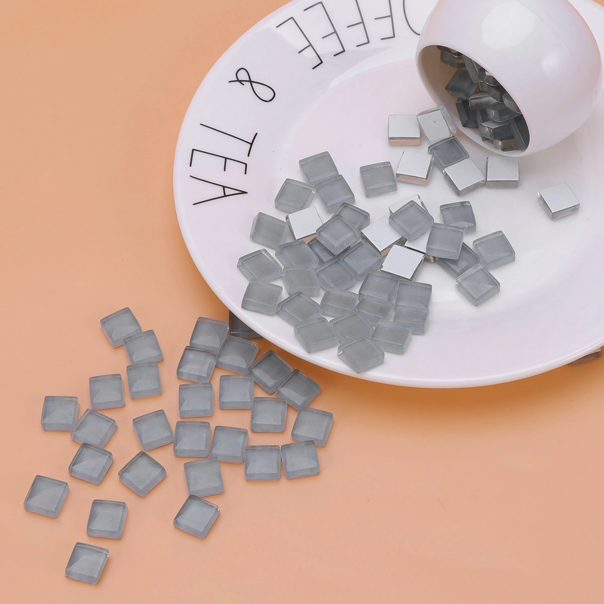 100pcs DIY Square Plastic Colorful Mosaic for DIY Arts & Crafts Jewelry Making Arts and Crafts Supplies (Light Grey)