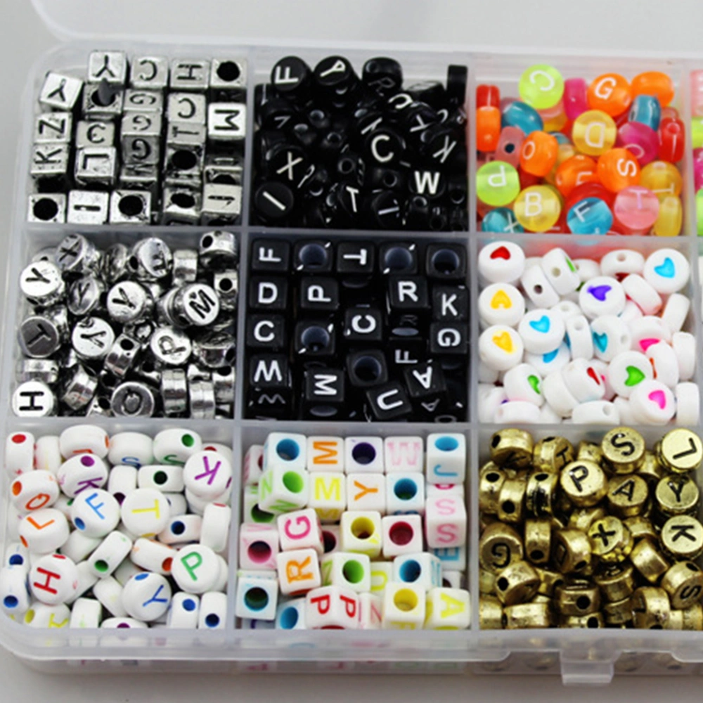 1100pcs Acrylic Alphabet Beads Set DIY Craft Loose Beads Jewelry Making Accessories for Necklace Bracelet