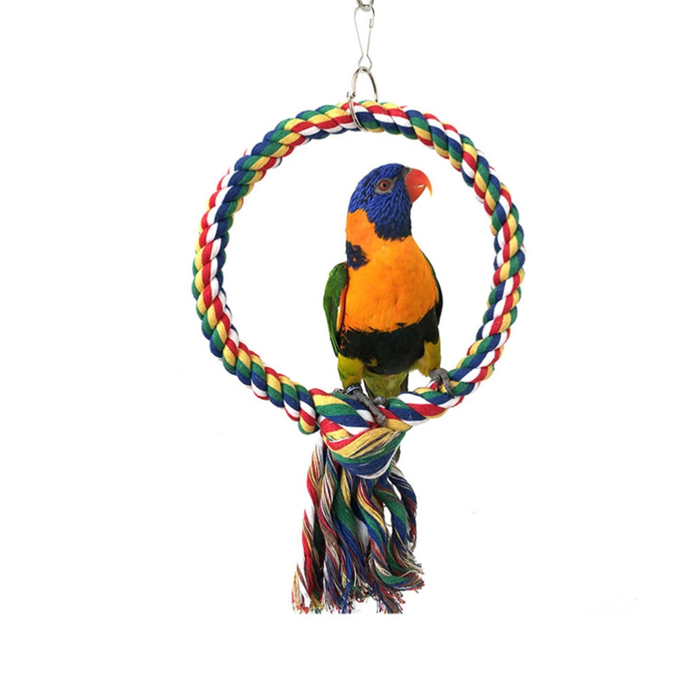 Pet Bird Parrot Parakeet Budgie Cockatiel Cage Hammock Swing Toy Hanging Toy Cotton Ring for Climbing Size S