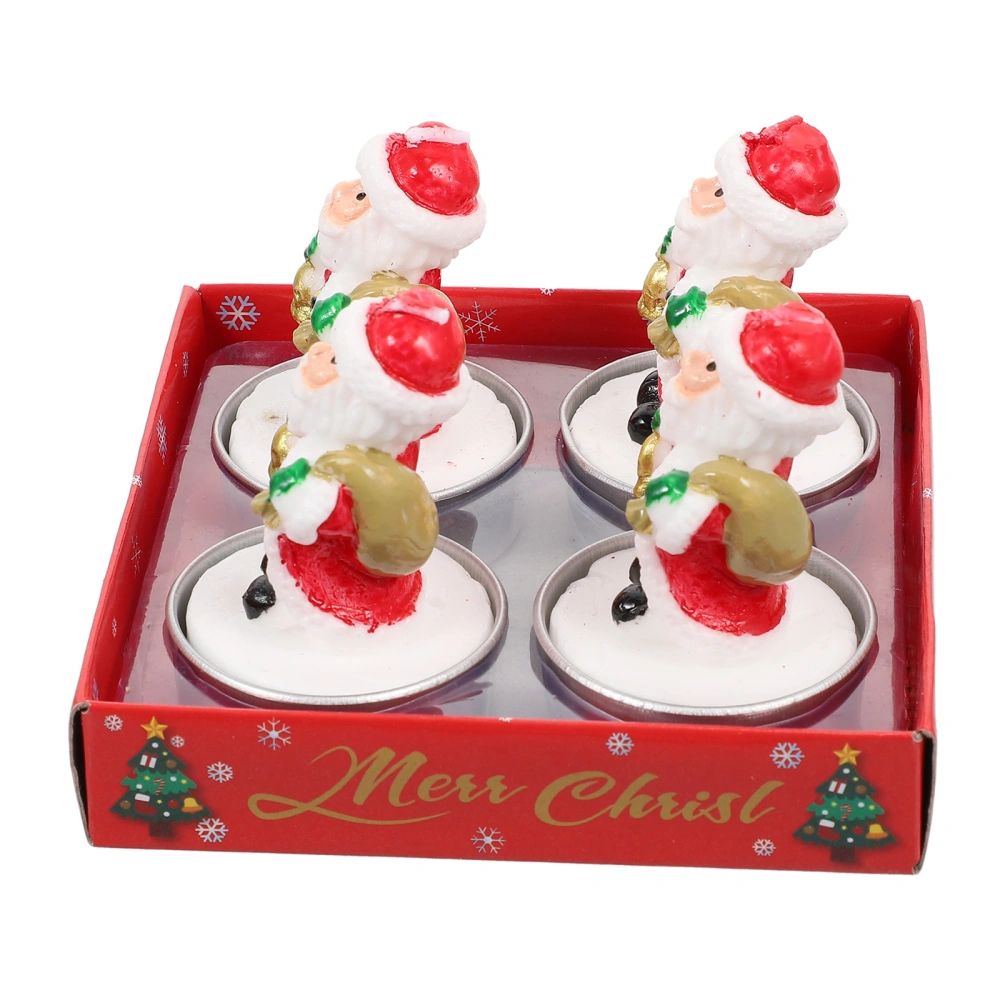 4pcs Xmas Adorable Candles Decorative Flameless Candle Ornaments Party Gifts