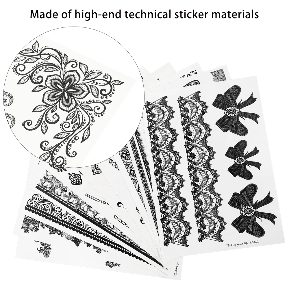 10 Pcs Lace Shape Tattoos Decor Tattoos Sticker Body Tattoos Lace Tattoos Decals