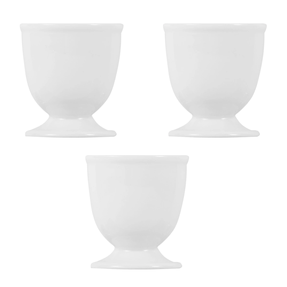 3pcs Porcelain Egg Cups White Egg Holder Boiled Egg Stand Tabletop Kitchen Tool for Breakfast Brunch