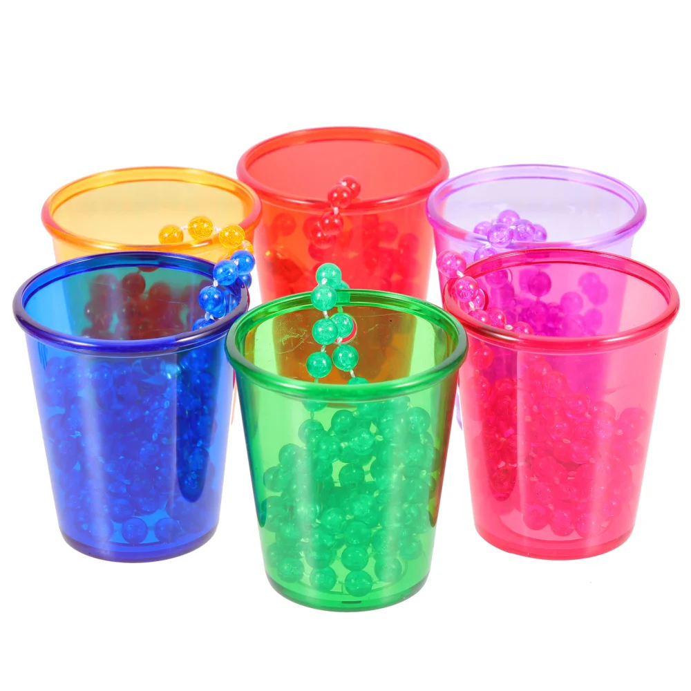 12Pcs Beaded Necklace Cups Small Shot Cups Pendants Plastic Shot Cups Creative Beaded Cups